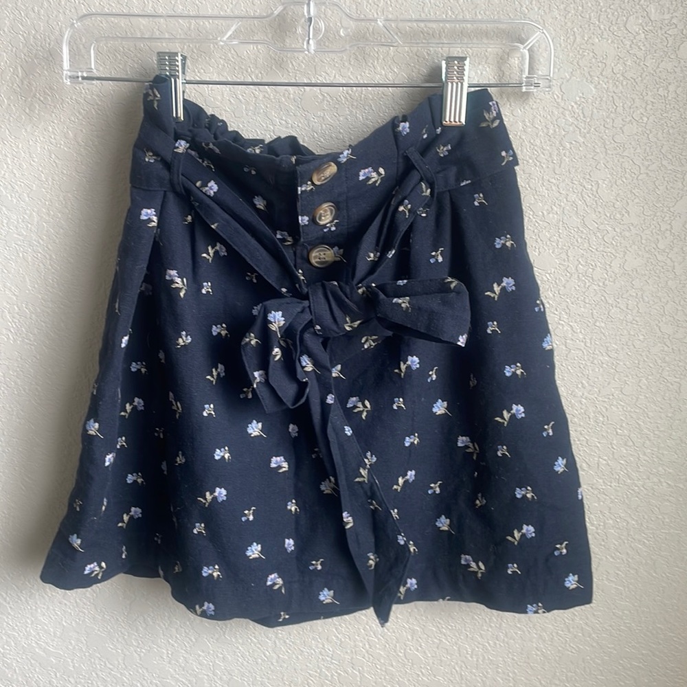American Eagle Navy Blue Floral Mini Skirt